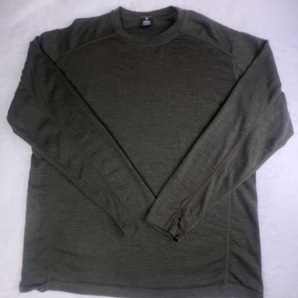 KÜHL Shirt Mens L Green 100% Merino Wool Long Sleeve Thermal Base Layer Hiking